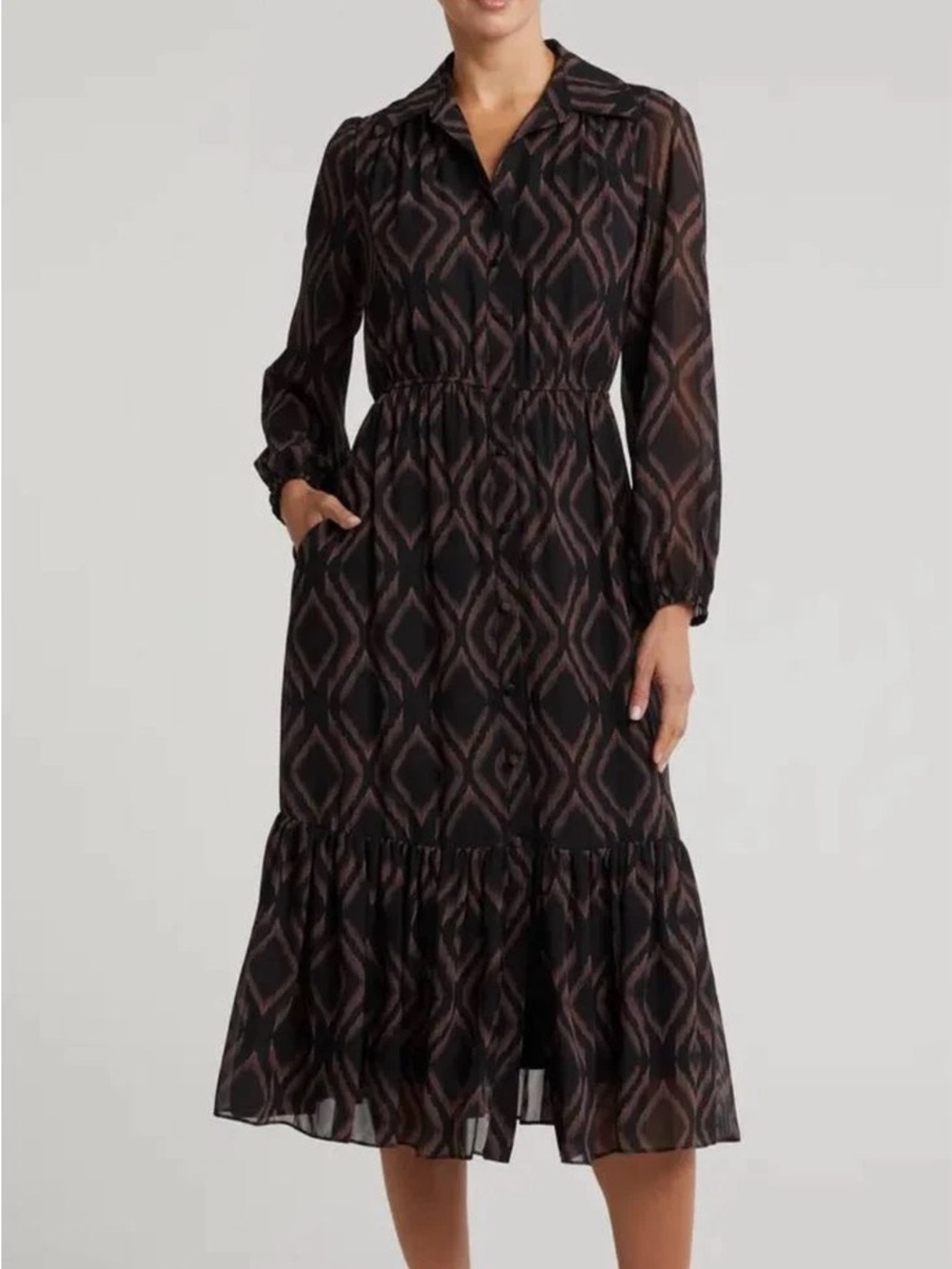 Sandra Darren Geometric Midi Dress